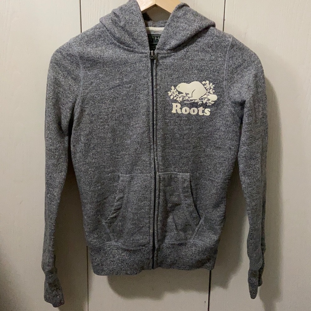 Roots Grey & White Zip Up Hoodie